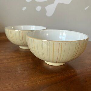 2 Denby Langley Caramel Stripes Rice Bowls 5" Stoneware England Discontinued